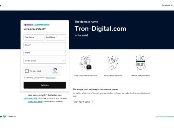 tron-digital.com Review | 7 FINMA Warning, Parked Domain, and Risk Signals